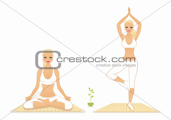 Beautiful woman doing youga exercises 