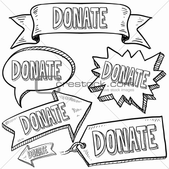 Donate banners, labels, and tags