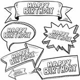 Happy Birthday banners, labels, and tags