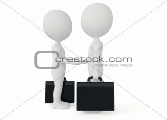 3d humanoid two businessman character with a briefcase
