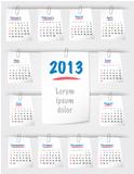 Calendar for 2013 on sticky notes attached with clip