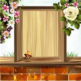 Wood background with flowers