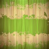 Green background over wood