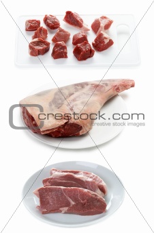 varieties of raw lamb meat
