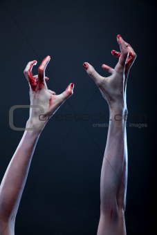 Bloody zombie hands 