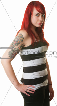 Lady with Hand on Hip and Tattoo