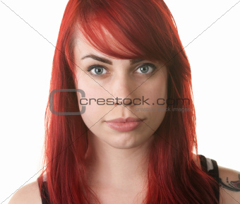 Serious Red Haired Woman Staring