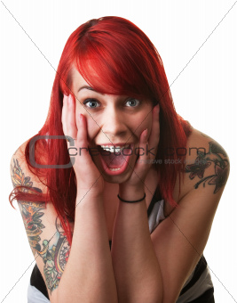 Screaming Woman With Hands on Face