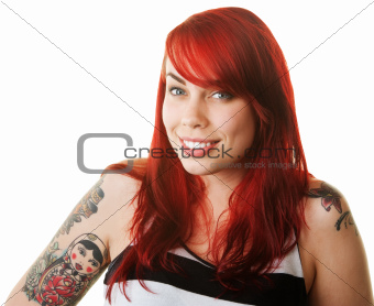 Happy Woman with Tattoo