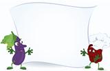 Eggplant-and-bell-pepper-are-holding-promotion-board