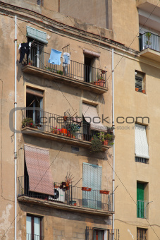 small balcony on the facade of building