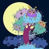 Owls in tree.