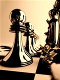 chessmen of dark color on checkered board