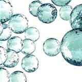 transparent bubbles with reflections on a white background
