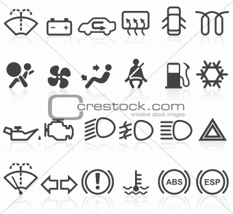 Set of simple car dashboard icons