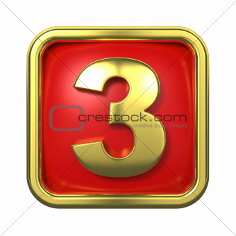 Gold Numbers in Frame, on Red Background.