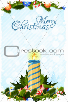 Grungy Christmas Card with Decorations