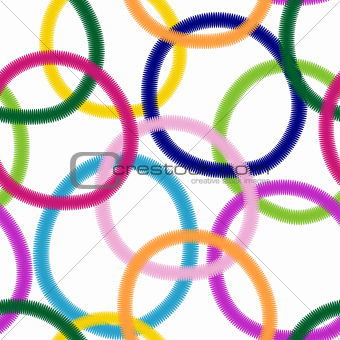 Seamless white pattern with colorful rings