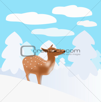 Deer in winter landscape