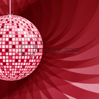Disco ball red on abstract background