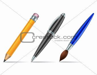 Pen tools isolated on the white background.