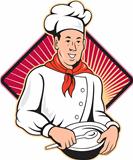 Chef Cook Baker Mixing Bowl Cartoon
