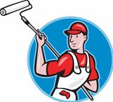 House Painter With Paint Roller Cartoon
