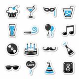 Holidays and party icons set as labels