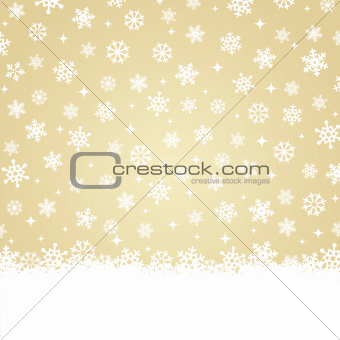Christmas card - Snow on gold background