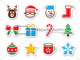 Christmas icons set as labels