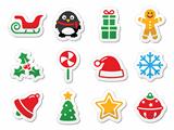 Christmas icons set as labels