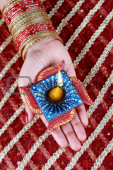 Handmade Diwali Diya Lamp in Hand