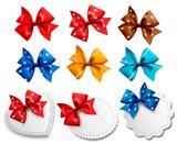 Big collection of colorful gift bows and labels