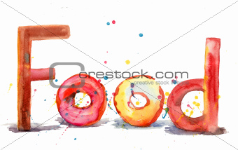 Food, watercolor illustration