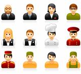 Hotel and restaurant staff icons