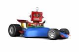 Toy robot in race car