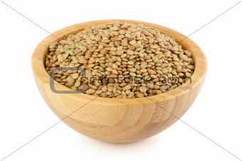 lentil in a wood bowl