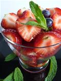 Strawberries mint and blueberries