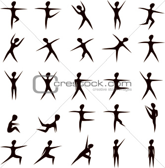 Set of stylized fitness women silhouettes