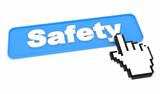 Safety Button with Cursor on White.