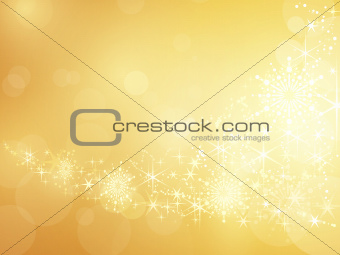 Golden sparkling star and snowflake border