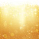 Golden Christmas background with stars and lights