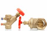 Plumbing valves on a white background