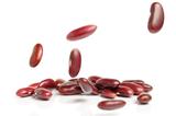 Falling red beans on white background
