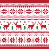 Christmas and Winter knitted seamless pattern or card with deer - scandynavian style