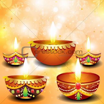 abstract diwali background with deepak set