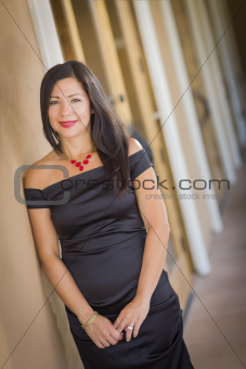 Attractive Smiling Hispanic Woman Portrait Outside.