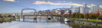 Portland Oregon Downtown Skyline and Bridges
