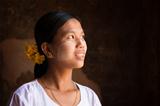 Myanmar girl looking up