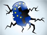 Euro Money Crisis Europe Flag Crack on the Floor
